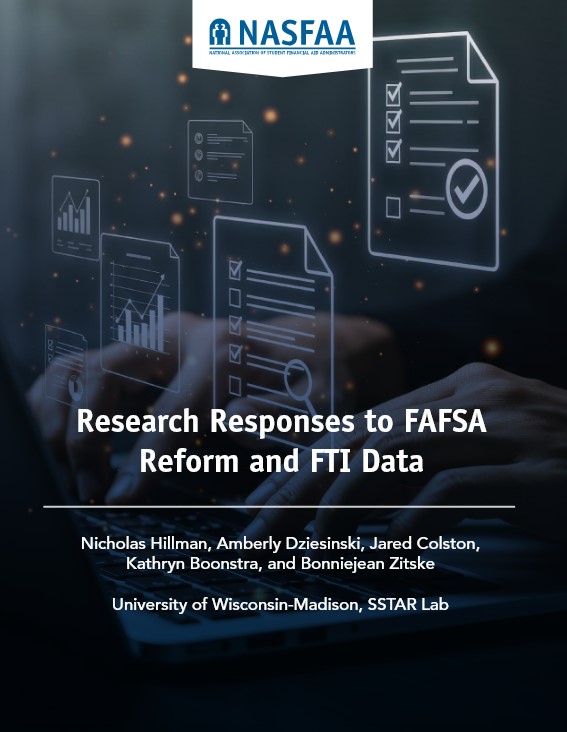 The cover of a report titled Research Responses to FAFSA Reform and FTI Data